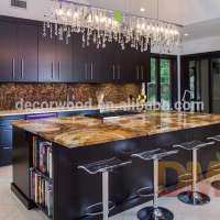 Contemporary kitchen furniture dark brown kitchen cabinet with large kitchen island