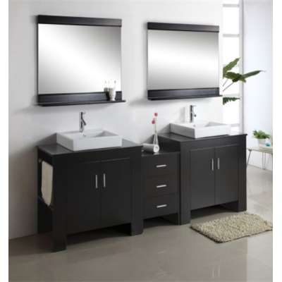 Double Sink Wooden White Customized Bathroom Furniture