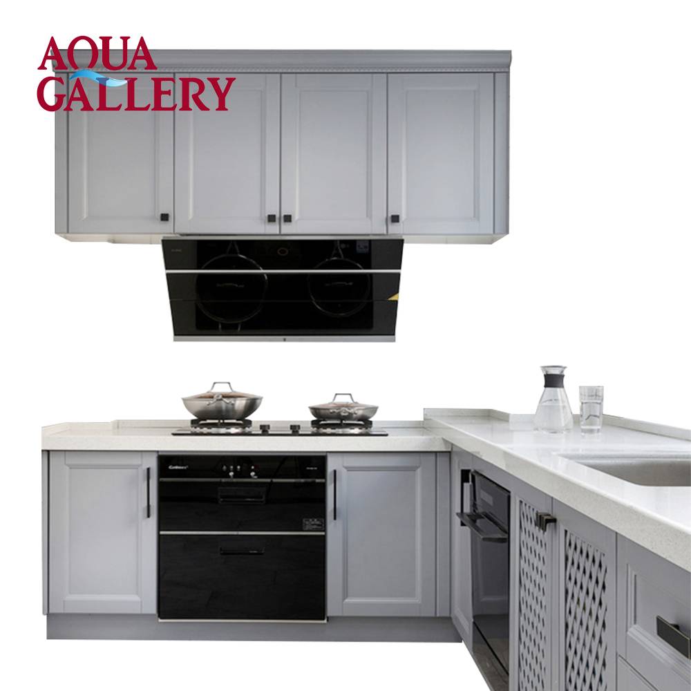 Modern Grey Color French Style Real Timber Solid Wood Kitchen Cabinet Complete Kitchen Units