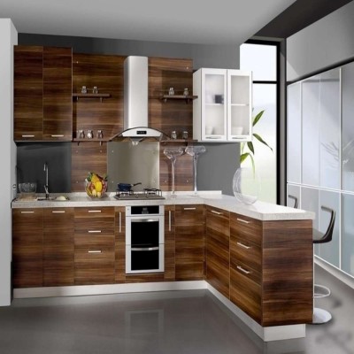 Modern Smart Home Birch Wood Kitchen Cabinets