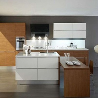 Cheap Price Melamine Finished Waterproof MDF Customized Kitchen Cabinet Design with Wall Cupboard